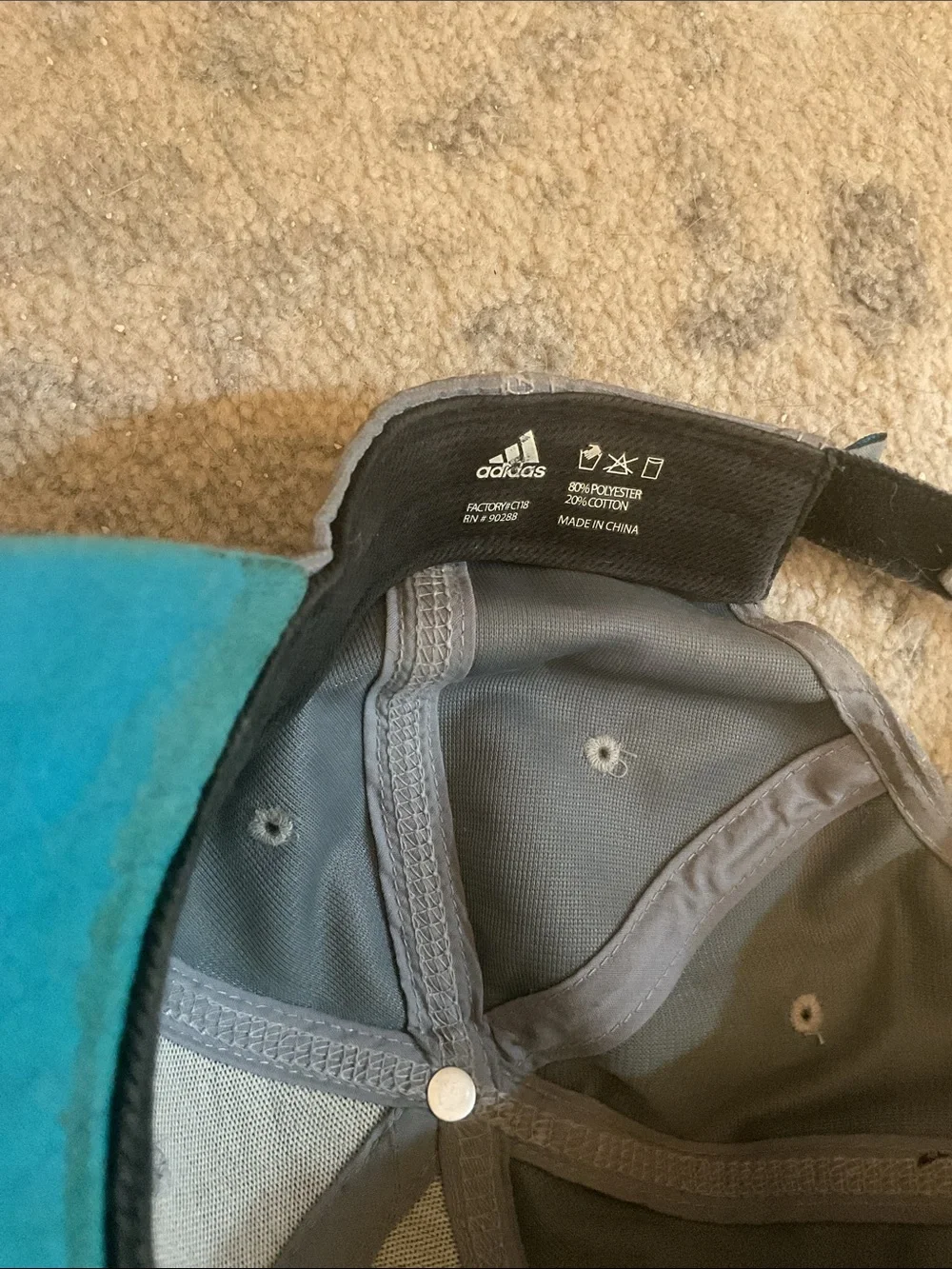 Men’s Vintage Adidas Grey & Aqua Blue Adjustable Ball Cap Retro Hat 80's-90's